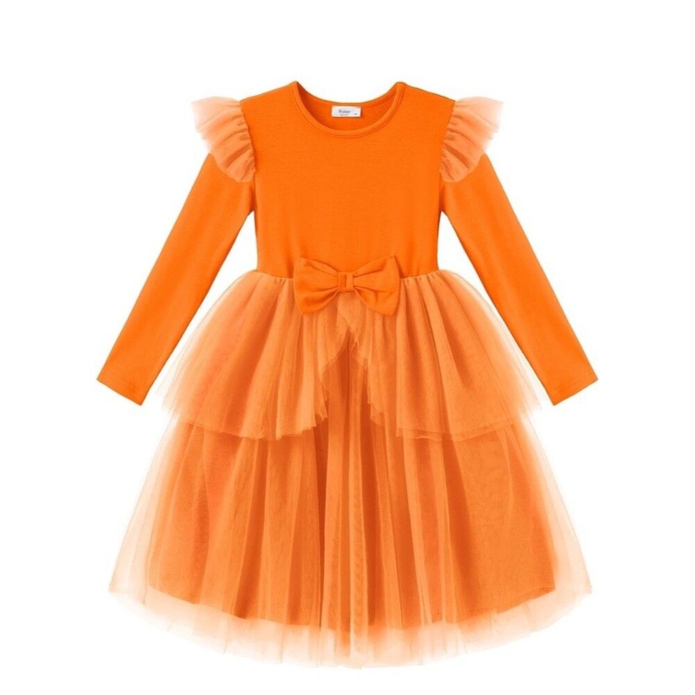Toddler Girl Long Sleeve Ruffle Dress Tulle Skirt Party Wedding Outfit Sz 110/5
